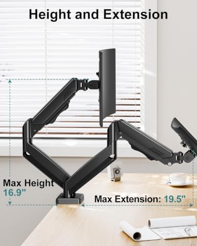 Dual Monitor Arm Desk Mount Fits Max 32 inch Screens, Holds 4.4 to 19.8lbs