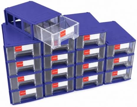 16 Pack Stackable Desk Organizer Drawers for Craft Storage Blue