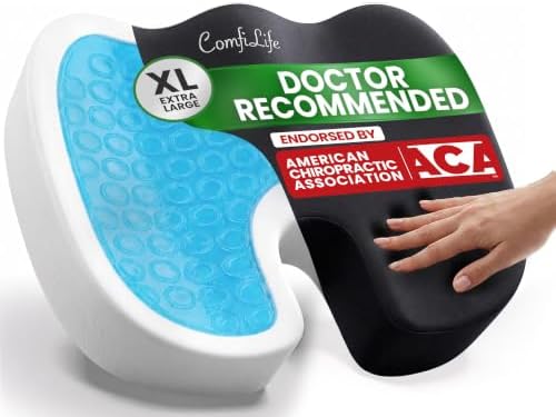 ComfiLife Extra Large Gel & Memory Foam Seat Cushion - Doctor Recommended Office Chair, Car Seat, Lifting Cushion - Back & Sciatica Pain Relief - Wide Seat Cushion for Big & Tall (Black)