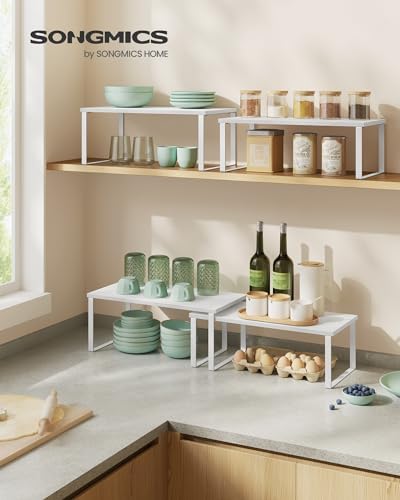 SONGMICS Cabinet Organizer Shelf, Set of 2 Spice Rack, Kitchen Storage