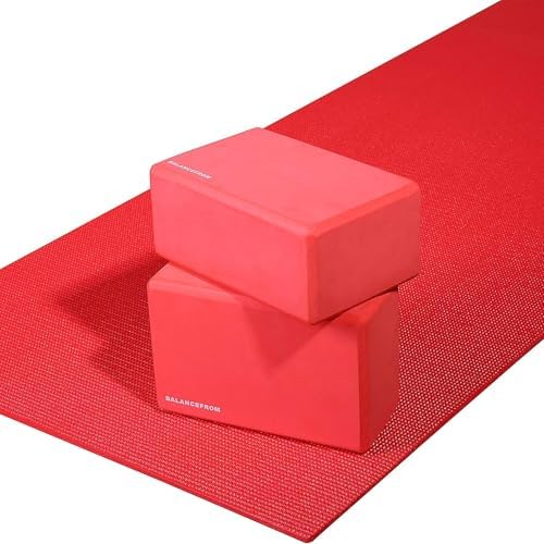 Fitvids All Purpose 1/4-Inch High Density Anti-Tear Exercise Yoga Mat with Carrying Strap with Optional Yoga Blocks, Multiple Colors
