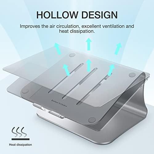Laptop Stand, Aluminum Notebook Holder Riser Heat-Vent for MacBook Air/Pro, Dell, HP, Lenovo, Microsoft Surface, Samsung 11-16 inches Notebook (Space Silver)