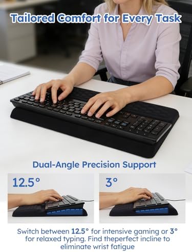 Cirhy 2-in-1 Ergonomic Keyboard Stand and Wrist Rest, Memory Foam, Black