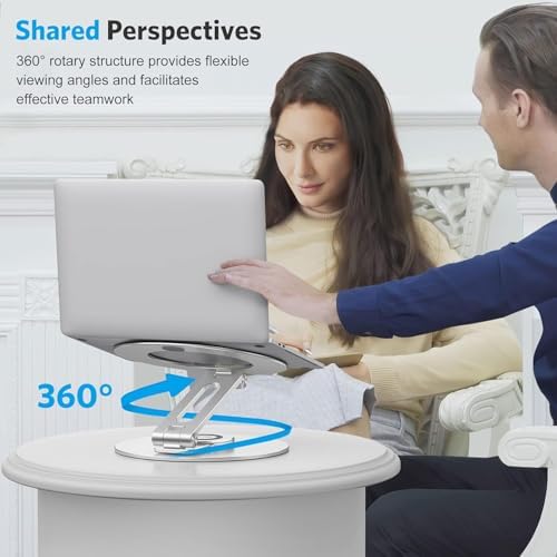 OMOTON Adjustable Laptop Stand for Desk 360° Rotating Base up to 17" Silver