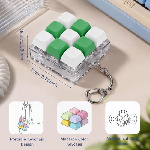 Keyboard Fidget Toy, Creamy Fidget Clicker Keyboard Fidget Keychain, Button Fidget Gifts for Adults, Boost Focus & Ease Anxiety Anywhere — Perfect Stress-Relief Gift (3×3 Grid Layout V)