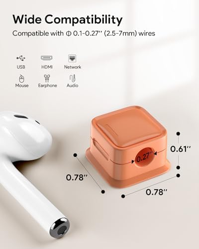8 Pack Cord Organizer, Magnetic Cable Clips, Under Desk Management, Orange