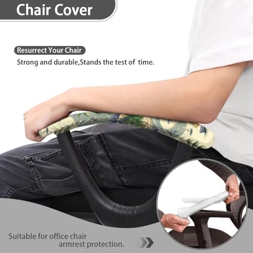 Stretchable Office Chair-Arm Cover, Sailboat Coconut Tree Print Chair Arm Covers, 2 Piece Soft Computer Chair Slipcover for Desk Chairs Arm Skin Friendly