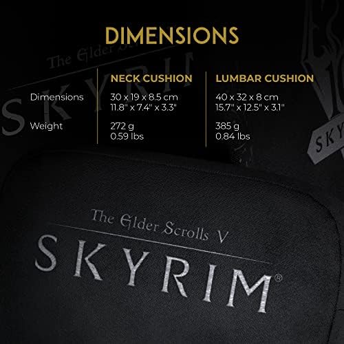 noblechairs Memory Foam Lumbar-Support Pillow, Office and Gaming-Chair Cushion Set - Skyrim Edition
