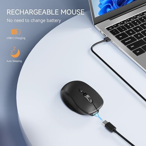 Uiosmuph Mini Wireless Bluetooth Mouse for Travel, Silent Small Mouse Black