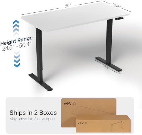 VIVO White 60 x 24 in Standing Desk, DESK-KIT-2B6W