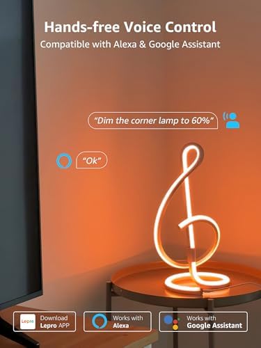 Lepro TB2 AI Smart Table Lamp, RGB+IC Modern Treble Clef Spiral Desk Light