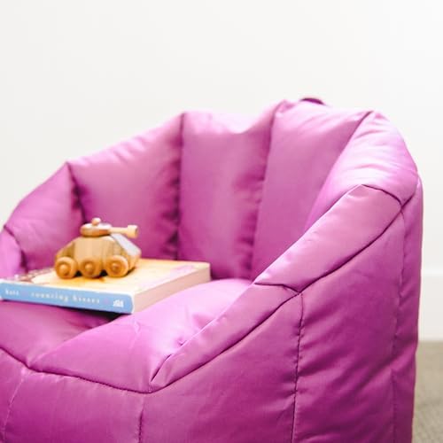 Big Joe Milano Child-Sized Bean Bag Chair for Kids Bedroom and Reading Nook, Pink Passion, Durable Easy-Clean Polyester Nylon Blend, Refillable