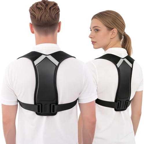 Posture Corrector for Women and Men, Adjustable Back Brace Shoulder Straightener, Upper Back Support Brace for Neck Shoulder Back Pain Relief, Breathable Posture Corrector for Daily Wear Black, L/XL