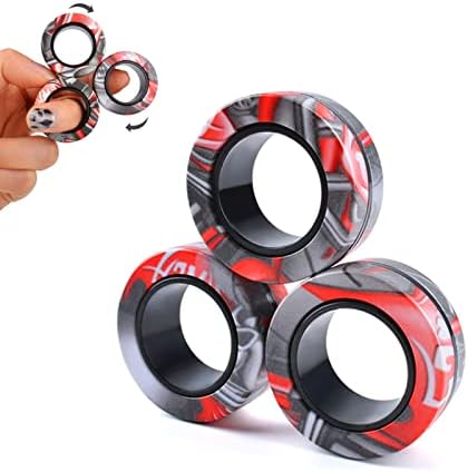 Cevioce 3Pcs Magnetic Rings Fidget Toy Set, ADHD Anxiety Magnetic Fidget Toys Adults Fidget Spinner Rings for Relief, Easter Gifts for Kids 8+ Year Old Easter Basket Stuffers for Teens Boys Girls B