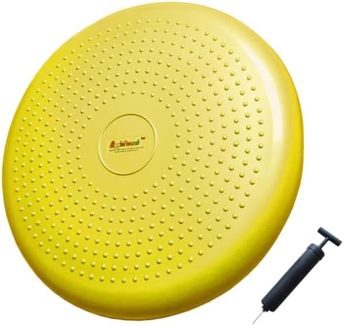 AppleRound Inflated Wobble Cushion with Hand Pump, Air Stability Board (Extra Thick), Core Balance Disc for Adults, Sensory Wiggle Seat for Kids, Flexible Seating for All Age, 13.5in / 34cm Diameter