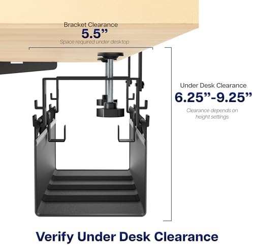 VIVO Black Clamp-on 16 in Fabric Cable Management Tray, DESK-AC16F-C