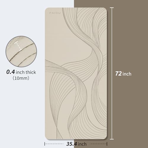 PAIDU Large Yoga Mat 72"x36"x10mm Non-Slip Exercise Mat for Home Gym Studio