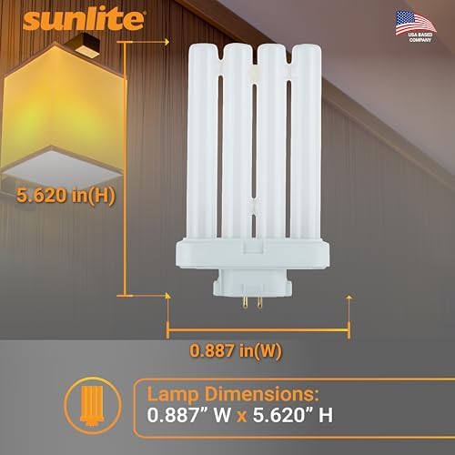 Sunlite 40530 FML27/30K/2PK Quad Tube Plug-in Compact Fluorescent Lamp, FML 4-Pin, 27 Watts, 1500 Lumens, 3000K Warm White, 4-Pin (GX10q4) Base, 120 Volts, 2 Pack