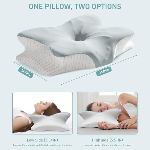 Cervical Pillow, Butterfly Shape Ice Silk Foam (Gray)