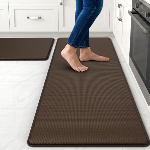 Kitchen Mats for Floor, [2PCS] Anti-Fatigue Kitchen Rugs, Brown