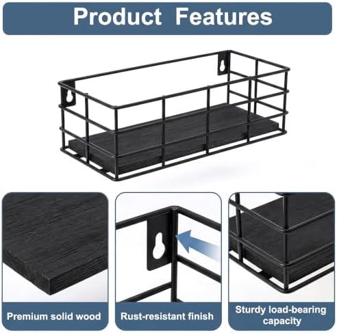 Fixwal Wire Frame Floating Shelves for Wall 4 Different Sizes, Black