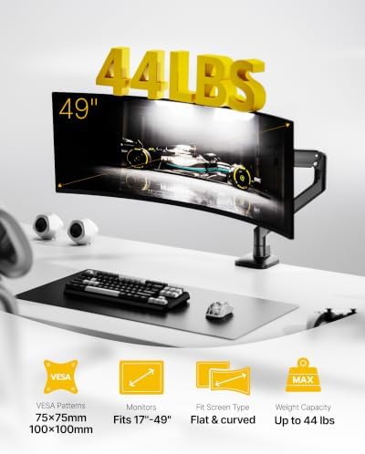 monTEK Deluxe Monitor Arm for 17-49" Screens Holds 44Lbs