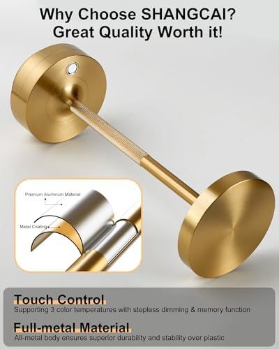 LED Cordless Lamp 5000mAh Table Lights Rechargeable 2-Pack Gold