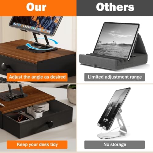 Desk Drawer Organizer for ipad Accessory,Desk Organizers and Accessories,360°Adjustable Rotation Tablet Holder Stand,Compatible with 4.7-16.9" iPads, Surface Tablets, Portable Monitors, Kindle & More