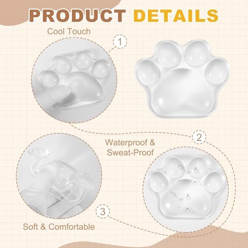 PATIKIL Gel Wrist Rest, Wrist Support for Mouse Dog Paw Shape Ergonomic Mouse Pad Soft Silicone Support Comfortable Cushion for Computer Gaming Office Home, Transparent