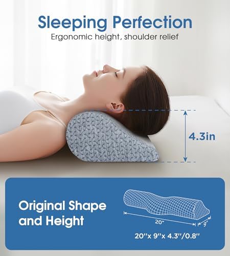 Demelon Cervical Neck Pillows for Pain Relief Sleeping, High-Density Memory Foam Pillow Neck for Bolster Support and Shoulder Relaxer, Decompression Devices Orthopedic Roll Pillow for Bed Office