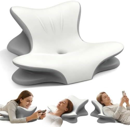 Cervical Neck Pillow for Pain Relief, Ergonomic Reading Pillow for Bed, Contour Wedge Pillow Back Support Pillow, Orthopedic Memory Foam Pillows for Sleeping, Use Lying Reading