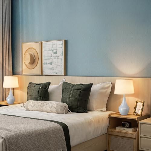 Blue Gold Table Lamps Set of 2, 19.3" Modern Bedside Table Lamp for Bedroom Nightstand, Cute Table Lamps for Living Room, Office Desk, End of Table