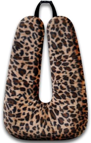 Atablyn Leopard Print Brown Soft Cotton Travel Neck Pillow for Kids & Adults, Ergonomic Support for Car Seats & Airplane Travel, Cozy Compact Design for Long Distance Trips