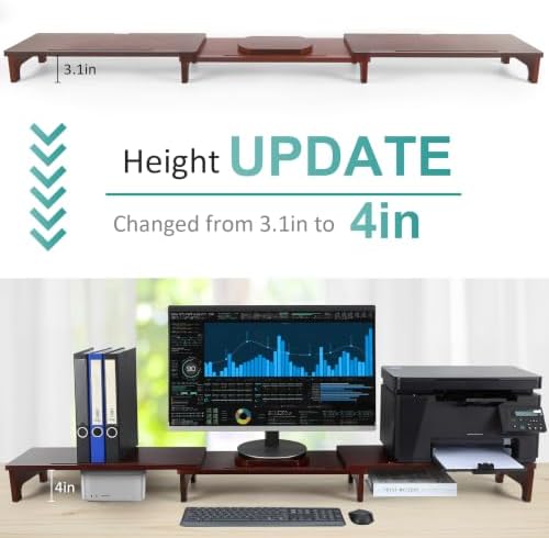 Nnewvante Bamboo Monitor Riser, 60 inch Upgrade Height Large TV Riser