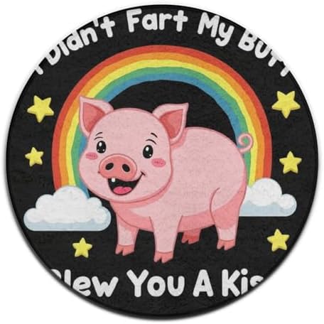 Circular Rugs Large Modern Round Area Rug Fashion Decor Mat for Home Office Pink Pigs Animal I Didnt My Blew You A Kiss