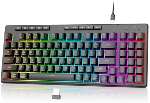 Redragon K517 Pro Wireless Gaming Keyboard, RGB Backlit, Tri-Mode BT/2.4GHz/USB-C, Mechanical Feel 94 Keys Computer Keyboard with 4 Macro Keys, Number Pad, 4000mAh Battery for Win/MAC