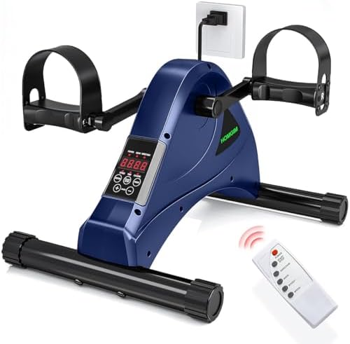 HOMGIM Mini Exercise Bike,Under Desk Bike for Seniors Rehab Training, Motorized Pedal Exerciser for Arm/Leg Fitness & Physical Therapy, 6 Levels Speed Adjustment
