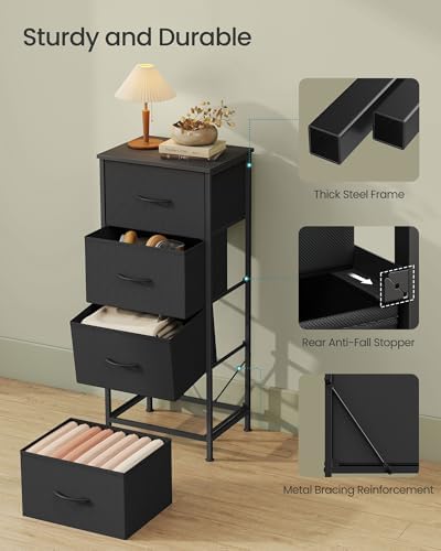 SONGMICS Dresser for Bedroom, Tall Dresser with 4 Fabric Drawers