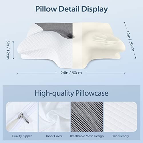 HOMCA Cervical Pillow, Ergonomic Memory Foam Neck Pillow for Pain Relief