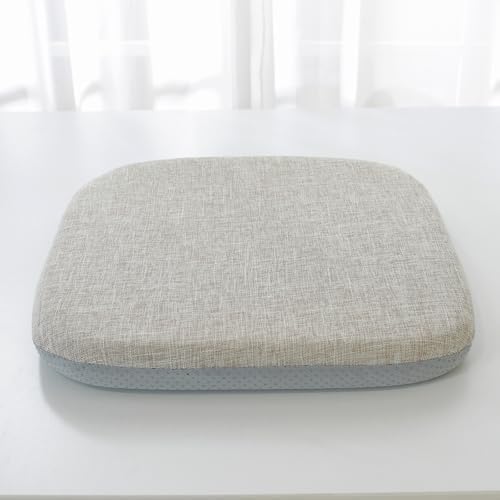 High Resilience Memory Foam Chair Cushion 17"x17"x2" Set of 2 Square Chair Pads and Washable Cover Non Slip Seat Cushions for Indoor Dining Room Kitchen and Office Chairs (Khaki,17"x17")