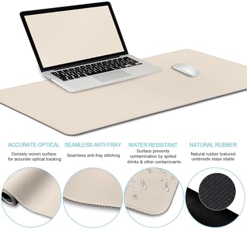 LIMKRIAN Oatmeal Beige Desk Mat Set, Large Mouse Pad & Keyboard Wrist Rest