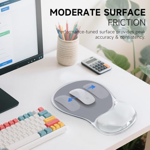 AUPET Ergonomic Mouse Pad with Gel Wrist Support – Non-Slip Mouse Mat with Comfortable Memory Gel Cushion – Relieves Wrist Pain – Designer Pattern for Home Office & Gaming (Dawn Grey)