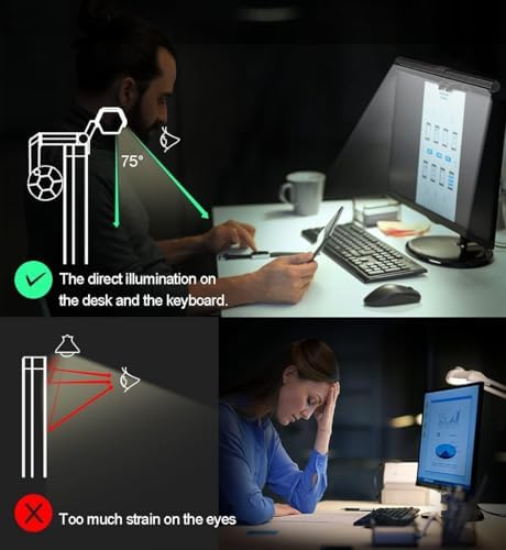 USB LED Lamp for Computer Monitor - Adjustable Brightness & Color Temperature, USB Powered, Matte Graffiti Finish, 40 cm, 5W, Eye-Care, Easy Installation, Perfect for Reading, Laptop, and Study