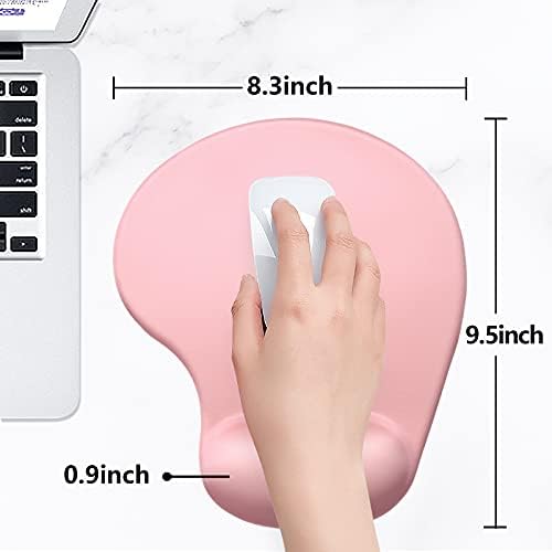 Hsurbtra Ergonomic Mouse Pad with Wrist Rest Support, Gel Mouse Pads with Non-Slip PU Base, Pain Relief Memory Foam Computer Mat, Cute Office Supplies Desk Decro Accessories, Rose Gold