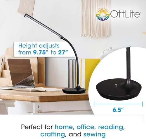 OttLite Extended Reach LED Desk Lamp, Black