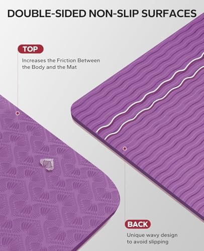 HAPBEAR Extra Large Yoga Mat - 72"x48"x6mm (1/4 inch), Non-Slip, Durable, Thick Wide Exercise Mat for Home Workouts, Yoga, Pilates, Stretching and Cardio Workouts