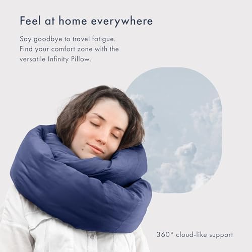 Huzi Infinity Pillow - Home Travel Soft Neck Scarf Support Sleep (Navy)