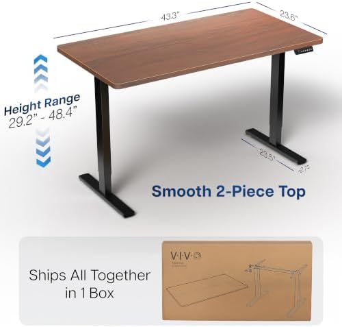 VIVO Dark Walnut 43 x 24 in Standing Desk, DESK-1B4D