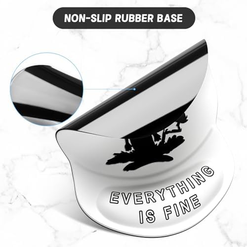 ITNRSIIET Ergonomic Mouse Pad with Gel Wrist Support Small Wrist Rest Smooth Surface Non-Slip PU Base Comfortable Office Supplies Pain Relief, 8.7 x 7.2 inches, Funny Black Cat