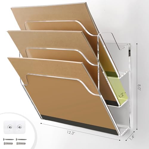 DINGHUO 3 Pockets Acrylic Hanging Wall File Organizer for Office